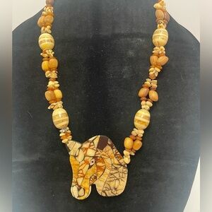 Vintage Wooden Horse Beaded Necklace